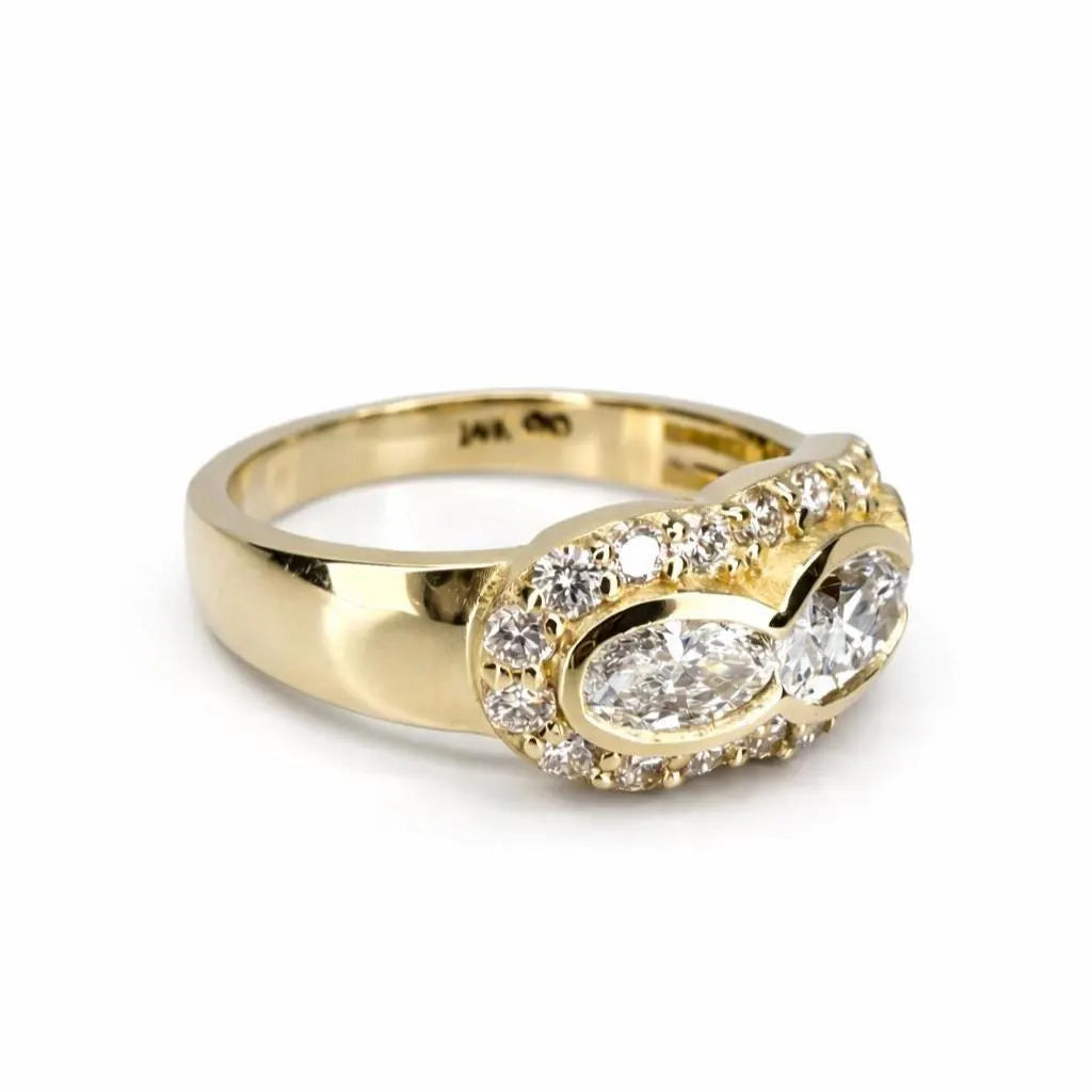 1.26 CTW Oval Diamond Band Ring, Lab Grown  Diamond Wedding Band, East West Oval Ring Multi Stone Diamond Ring #8927