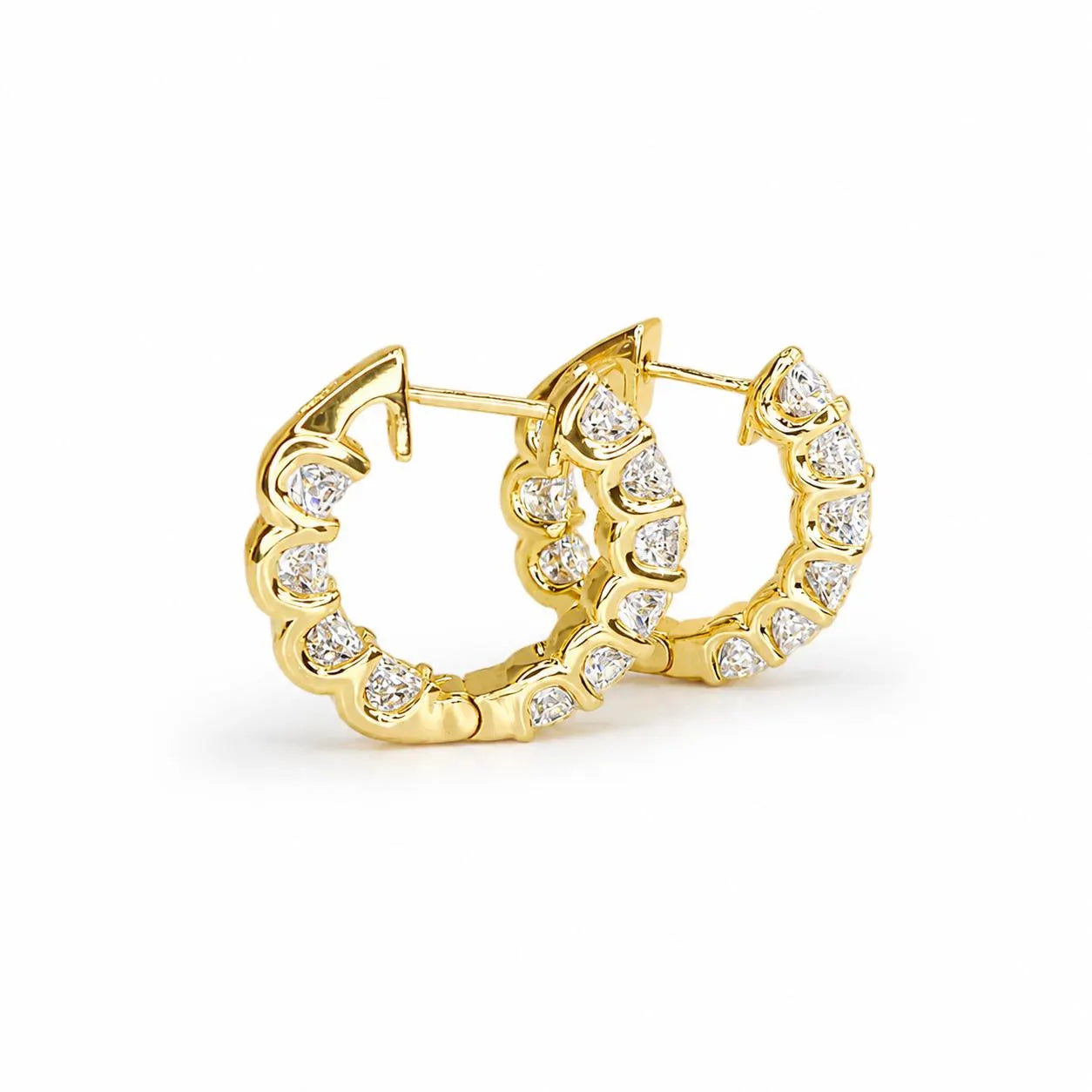 3.50 CTW 14K Solid Gold Diamond Huggies , Moissanite Diamond Hoops Earrings  Everyday Diamond Huggies Gifts For Mom , Small Hoops ,  #8340