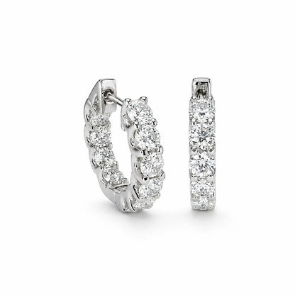 3.50 CTW 14K Solid Gold Diamond Huggies , Moissanite Diamond Hoops Earrings  Everyday Diamond Huggies Gifts For Mom , Small Hoops ,  #8340