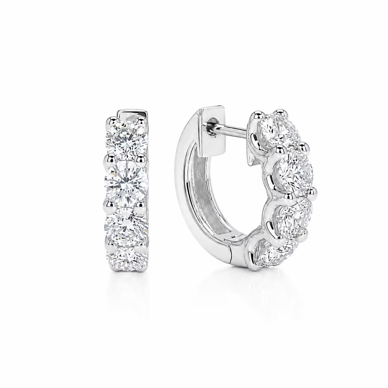 2.00 CTW Moissanite  Earrings 14k Gold , Small Hoop Earrings Gift For Her , Huggie Hoops , Wedding Day Earrings , Diamond Earrings  , #8351
