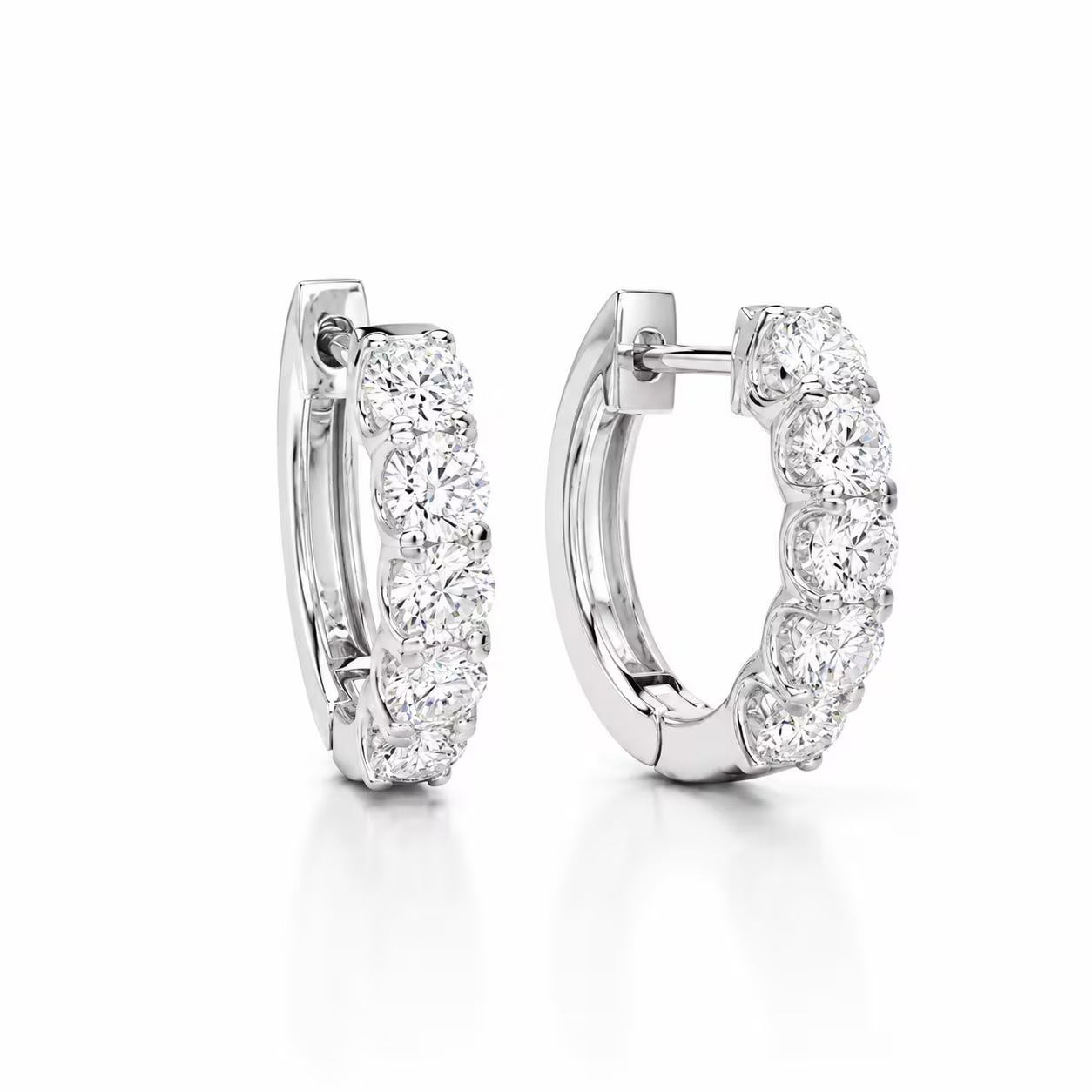 Moissanite earrings 14k solid gold, small hoop earrings huggie hoop earring, wedding day earrings, 8056
