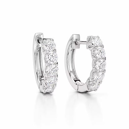 Moissanite earrings 14k solid gold, small hoop earrings huggie hoop earring, wedding day earrings, 8056