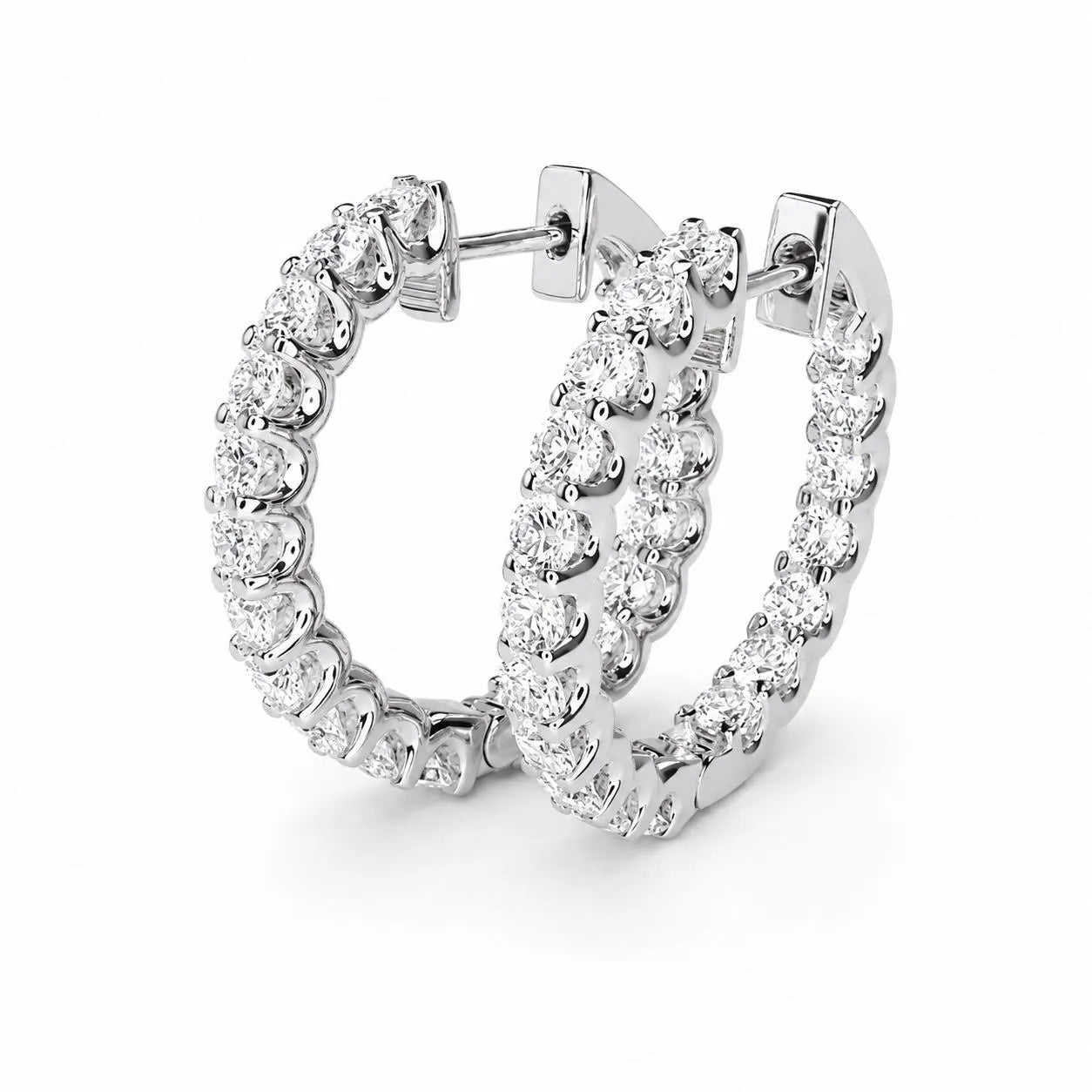 10K /14K Moissanite hoop earring gold, Inside out diamond hoop earrings, Everyday hoop earrings, huggie hoop earrings, endless hoops, #8064