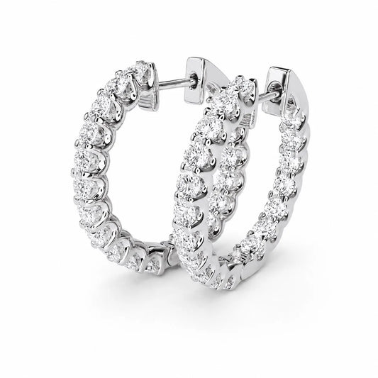 10K /14K Moissanite hoop earring gold, Inside out diamond hoop earrings, Everyday hoop earrings, huggie hoop earrings, endless hoops, #8064