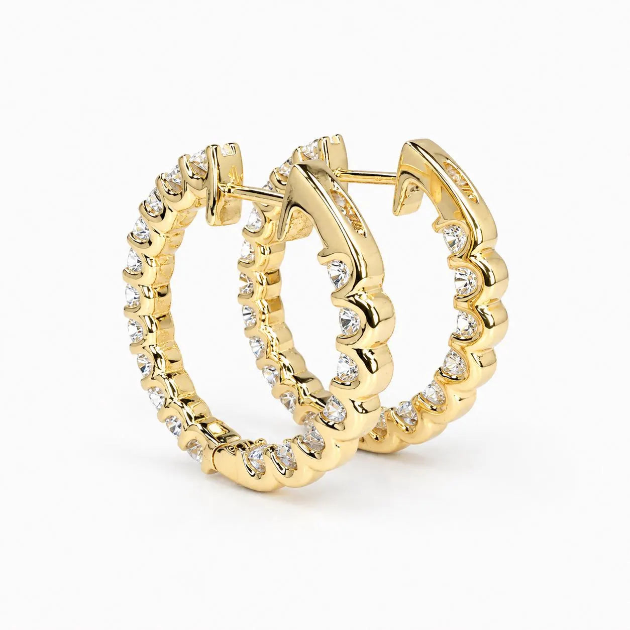 10K /14K Moissanite hoop earring gold, Inside out diamond hoop earrings, Everyday hoop earrings, huggie hoop earrings, endless hoops, #8064