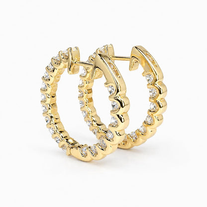10K /14K Moissanite hoop earring gold, Inside out diamond hoop earrings, Everyday hoop earrings, huggie hoop earrings, endless hoops, #8064