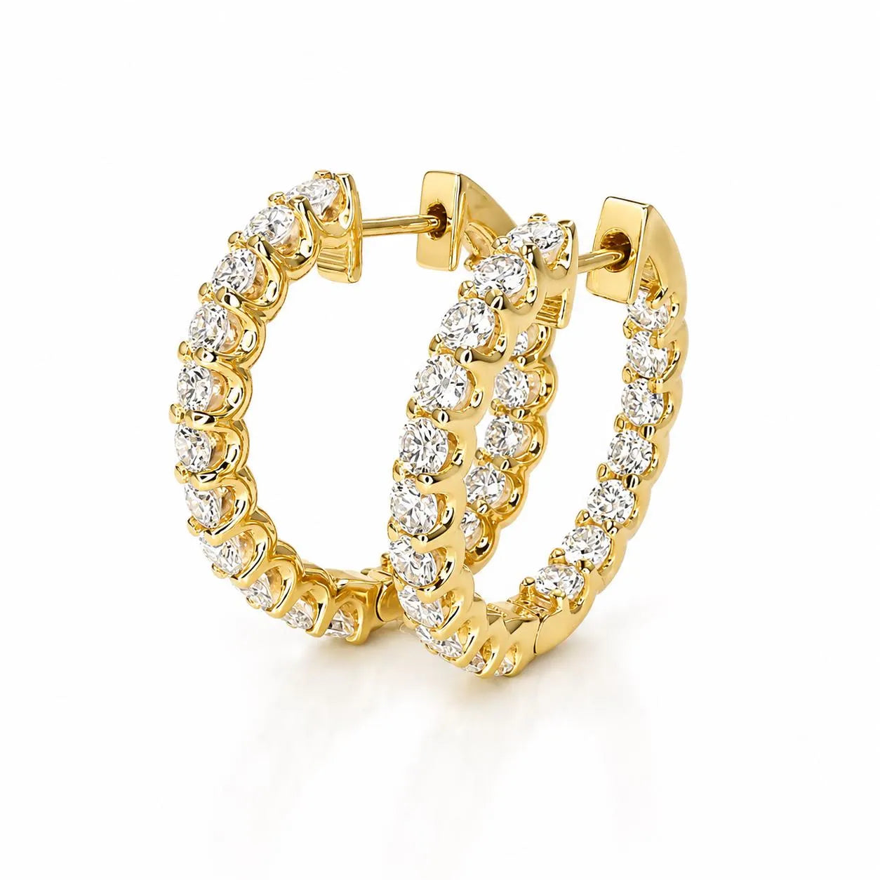 10K /14K Moissanite hoop earring gold, Inside out diamond hoop earrings, Everyday hoop earrings, huggie hoop earrings, endless hoops, #8064