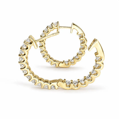 10K /14K Moissanite hoop earring gold, Inside out diamond hoop earrings, Everyday hoop earrings, huggie hoop earrings, endless hoops, #8064