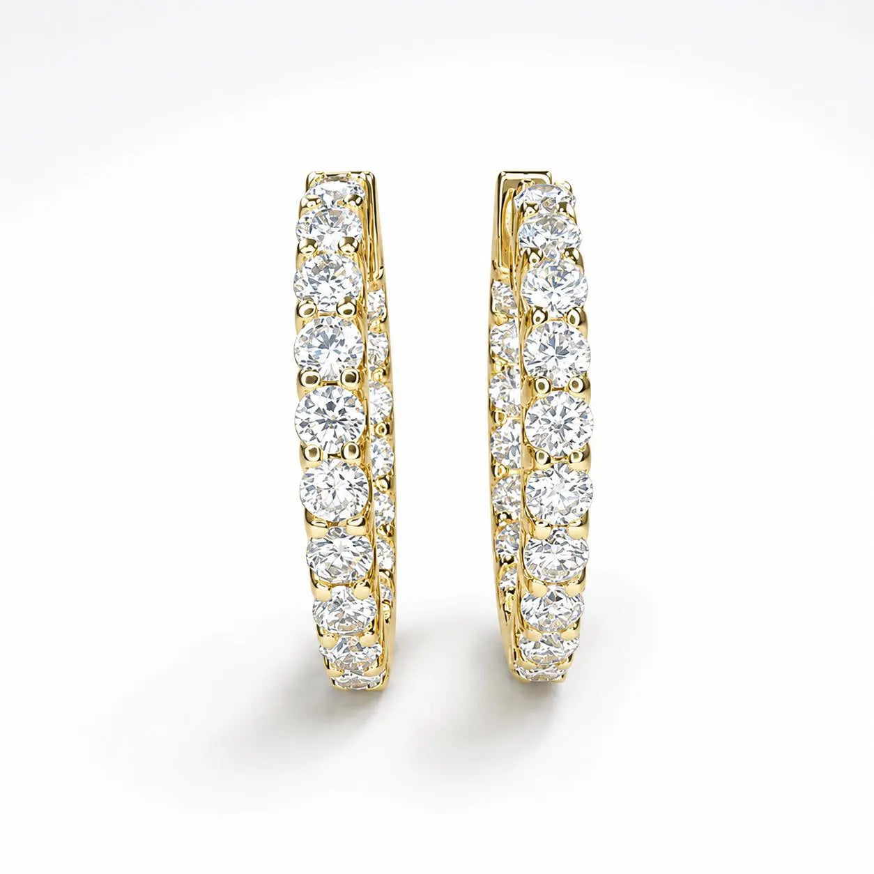 10K /14K Moissanite hoop earring gold, Inside out diamond hoop earrings, Everyday hoop earrings, huggie hoop earrings, endless hoops, #8064