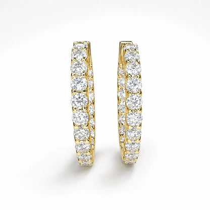 10K /14K Moissanite hoop earring gold, Inside out diamond hoop earrings, Everyday hoop earrings, huggie hoop earrings, endless hoops, #8064