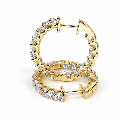10K /14K Moissanite hoop earring gold, Inside out diamond hoop earrings, Everyday hoop earrings, huggie hoop earrings, endless hoops, #8064
