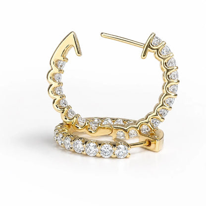 10K /14K Moissanite hoop earring gold, Inside out diamond hoop earrings, Everyday hoop earrings, huggie hoop earrings, endless hoops, #8064