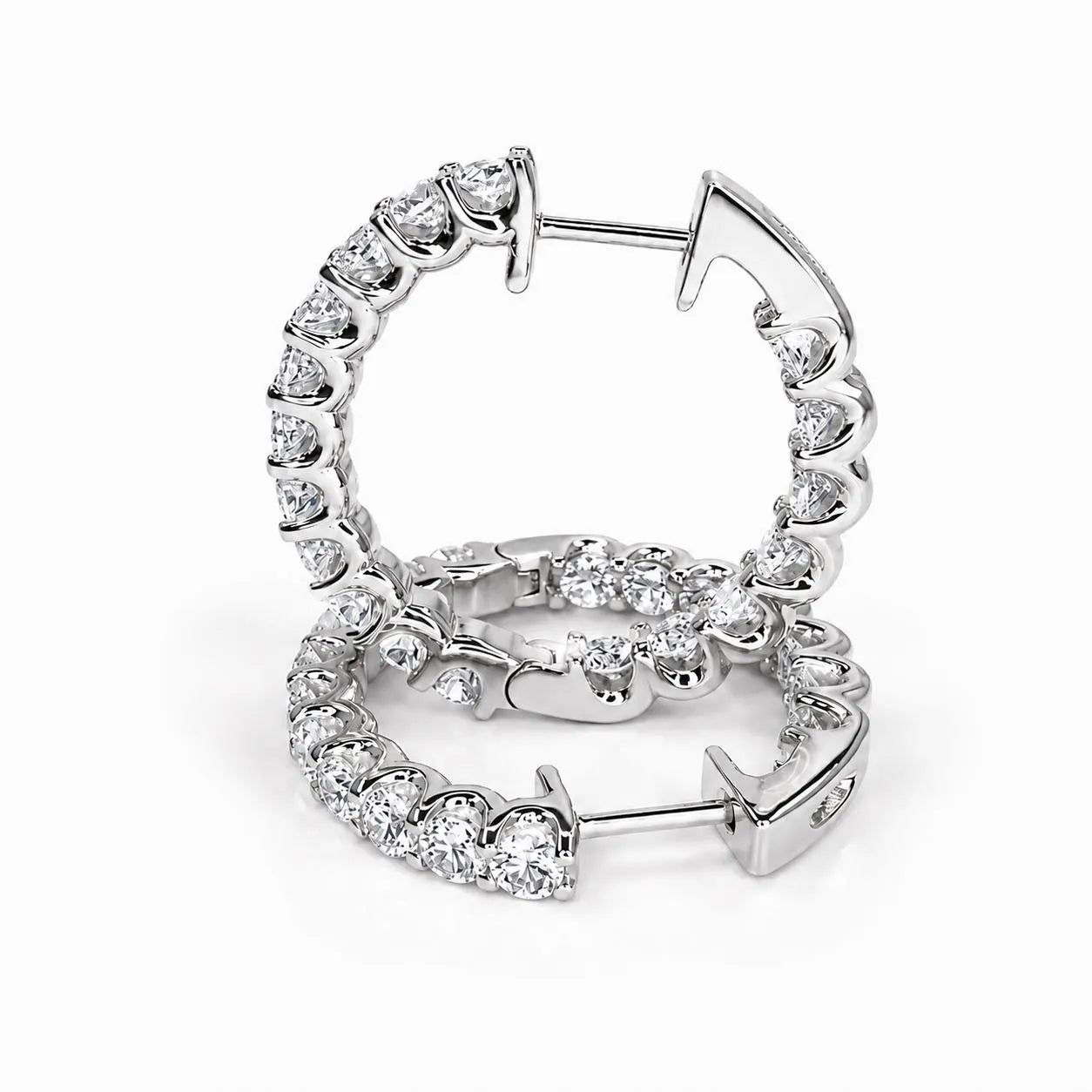 10K /14K Moissanite hoop earring gold, Inside out diamond hoop earrings, Everyday hoop earrings, huggie hoop earrings, endless hoops, #8064