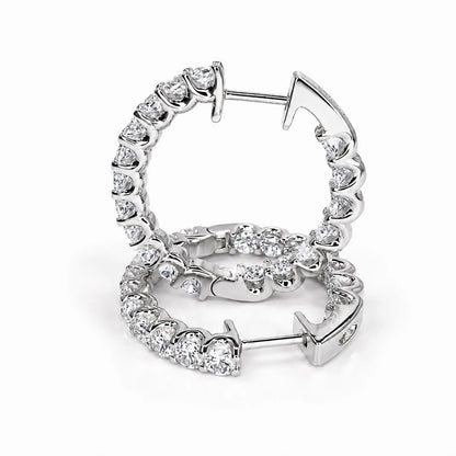 10K /14K Moissanite hoop earring gold, Inside out diamond hoop earrings, Everyday hoop earrings, huggie hoop earrings, endless hoops, #8064
