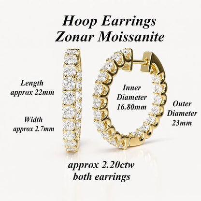 10K /14K Moissanite hoop earring gold, Inside out diamond hoop earrings, Everyday hoop earrings, huggie hoop earrings, endless hoops, #8064