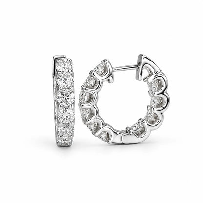 3.50 CTW 14K Solid Gold Diamond Huggies , Moissanite Diamond Hoops Earrings  Everyday Diamond Huggies Gifts For Mom , Small Hoops ,  #8340