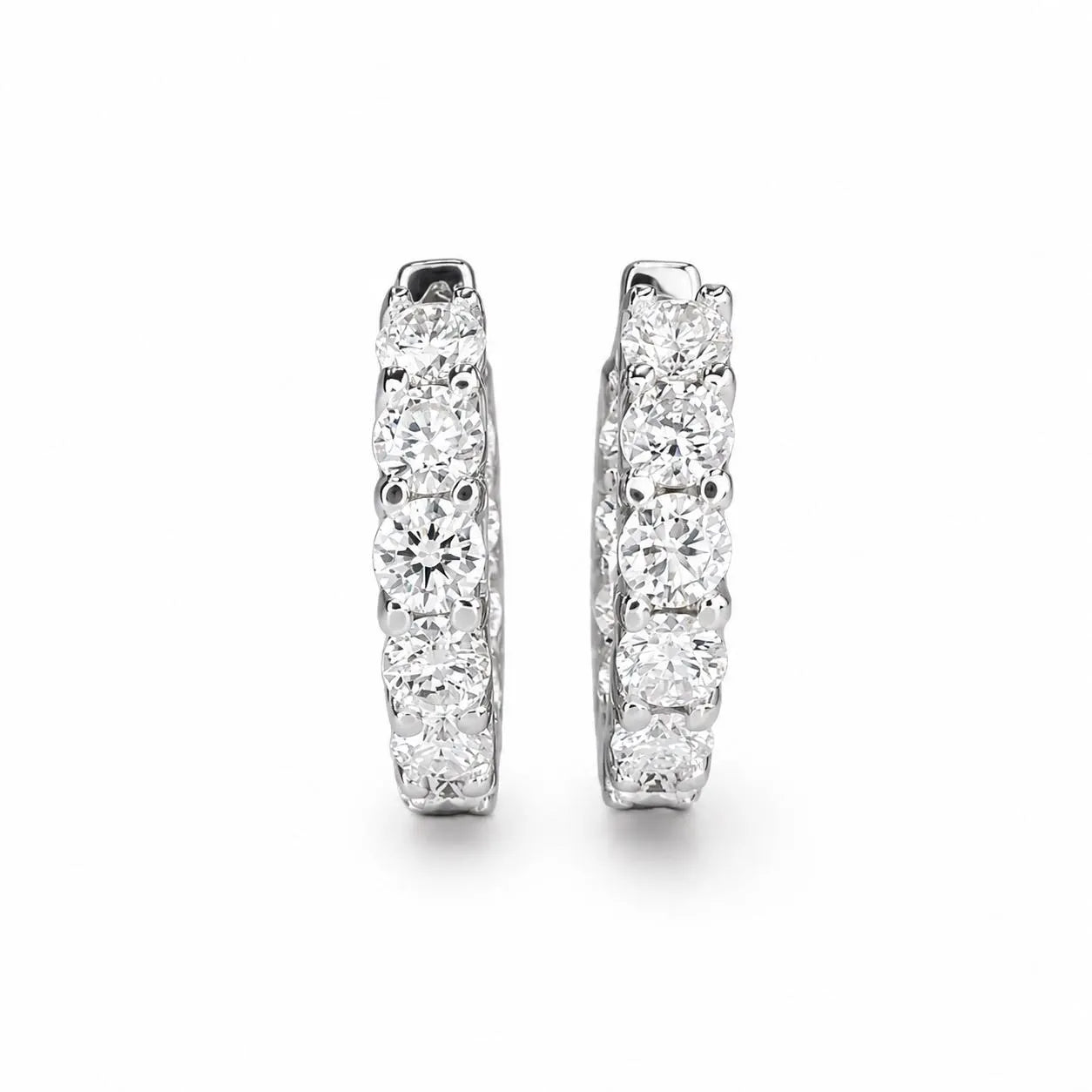 3.50 CTW 14K Solid Gold Diamond Huggies , Moissanite Diamond Hoops Earrings  Everyday Diamond Huggies Gifts For Mom , Small Hoops ,  #8340
