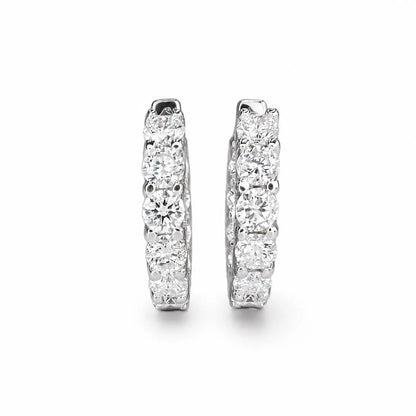 3.50 CTW 14K Solid Gold Diamond Huggies , Moissanite Diamond Hoops Earrings  Everyday Diamond Huggies Gifts For Mom , Small Hoops ,  #8340
