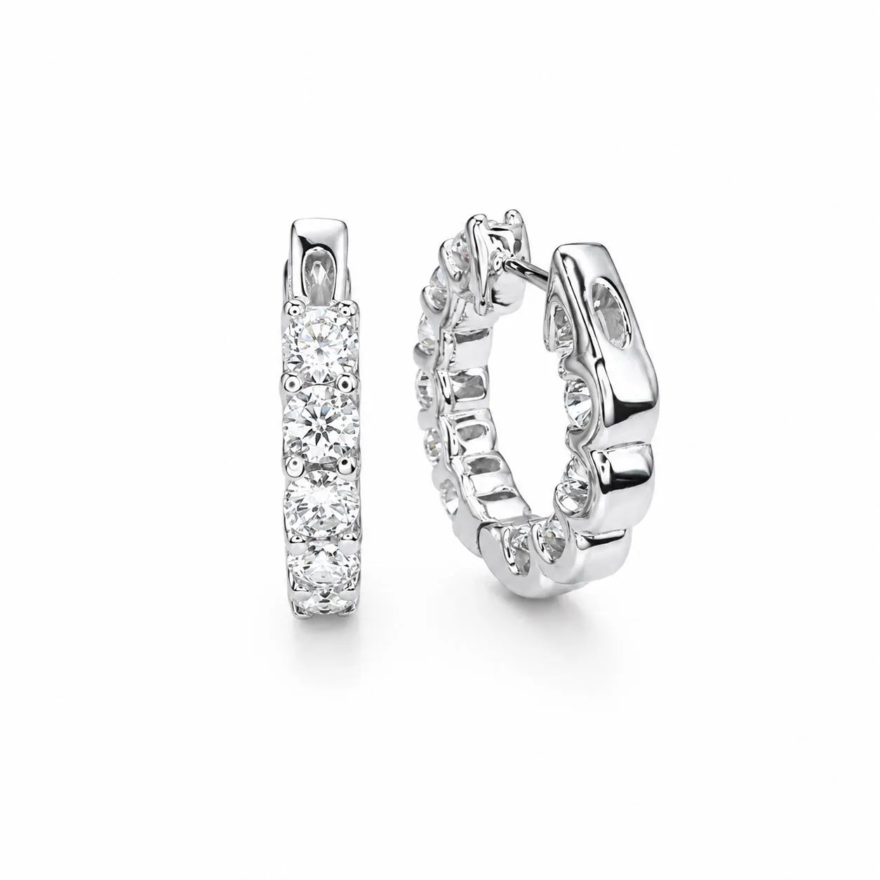 3.50 CTW 14K Solid Gold Diamond Huggies , Moissanite Diamond Hoops Earrings  Everyday Diamond Huggies Gifts For Mom , Small Hoops ,  #8340