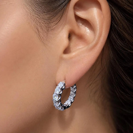 3.50 CTW 14K Solid Gold Diamond Huggies , Moissanite Diamond Hoops Earrings  Everyday Diamond Huggies Gifts For Mom , Small Hoops ,  #8340