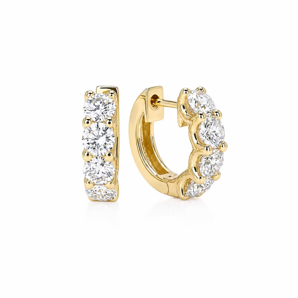 2.00 CTW Moissanite  Earrings 14k Gold , Small Hoop Earrings Gift For Her , Huggie Hoops , Wedding Day Earrings , Diamond Earrings  , #8351