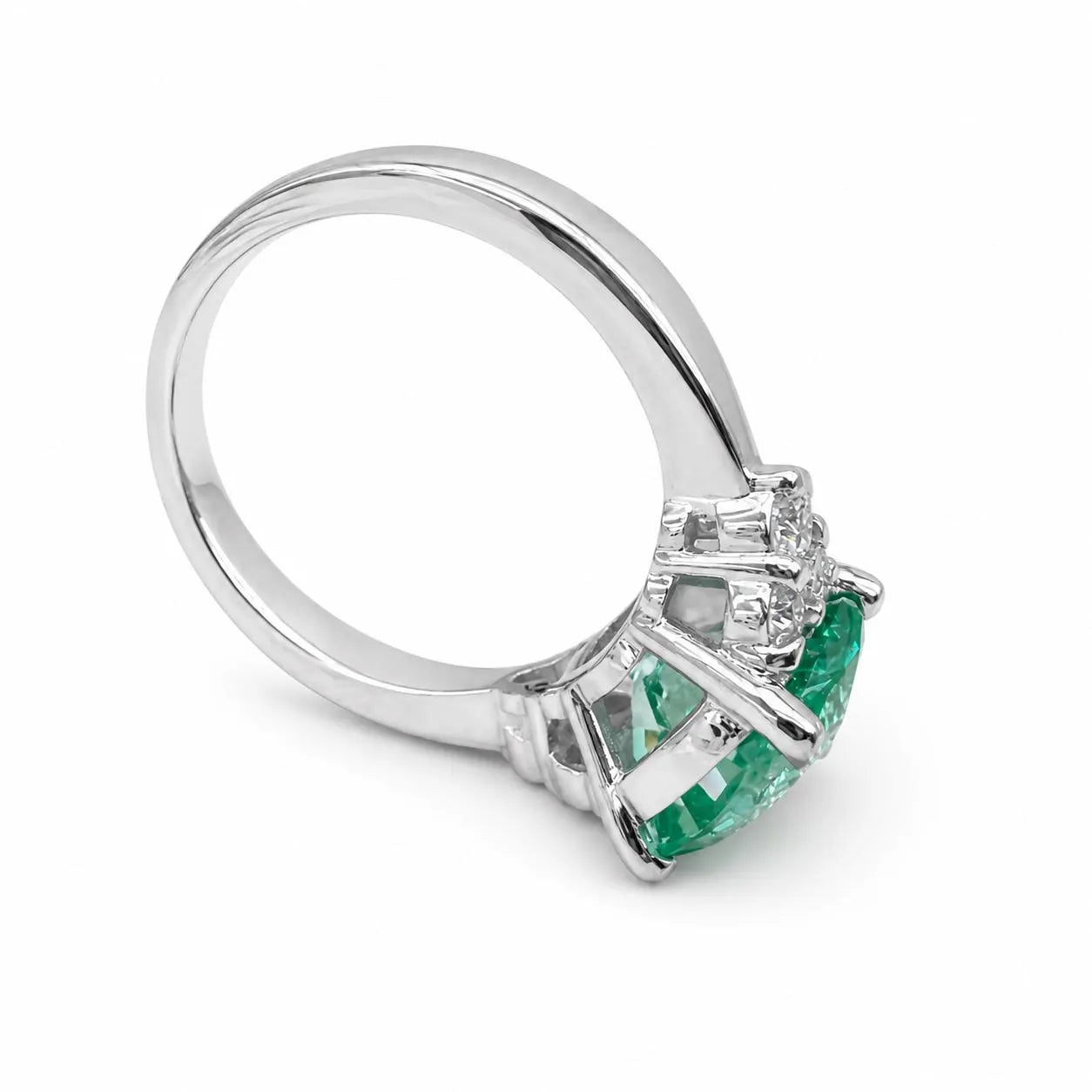 Paraiba Green Tourmaline Cushion Cut Engagement Ring , 14k Gold Cushion Cut and Round Diamond Cluster Ring , Round Moissanite Accents  #6525