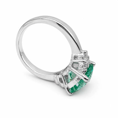 Paraiba Green Tourmaline Cushion Cut Engagement Ring , 14k Gold Cushion Cut and Round Diamond Cluster Ring , Round Moissanite Accents  #6525