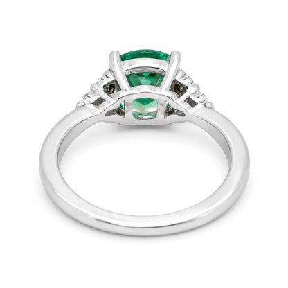 Paraiba Green Tourmaline Cushion Cut Engagement Ring , 14k Gold Cushion Cut and Round Diamond Cluster Ring , Round Moissanite Accents  #6525