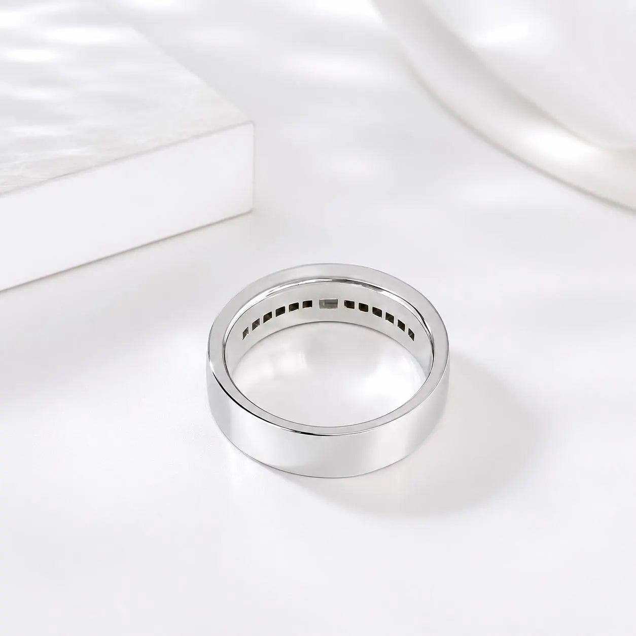 Mens Diamond Wedding Band Unique 14K solid Gold , Princess Cut Lab Diamond Mens Band #8650