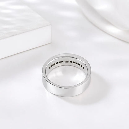 Mens Diamond Wedding Band Unique 14K solid Gold , Princess Cut Lab Diamond Mens Band #8650