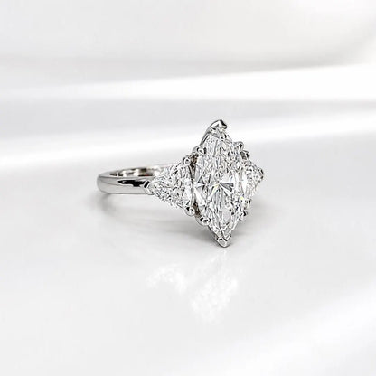 2.30 CTW Three Stone Marquise Cut Lab Grown Diamond Engagement Ring 14K Solid Gold, IGI Certified Diamond,   #9003