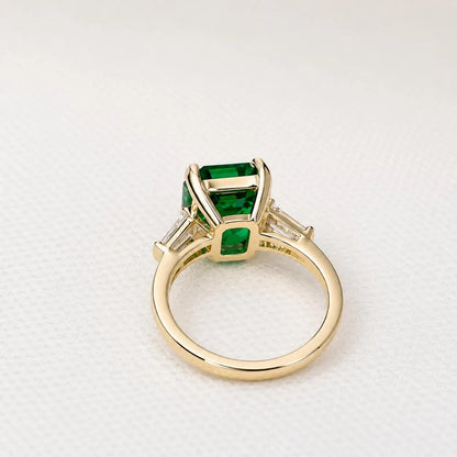 7.50 CTW Large Emerald Engagement Ring 14K Solid Gold , Emerald Cut Emerald Wedding Ring , May Birthstone Jewelry , Promise Ring ,  #8667