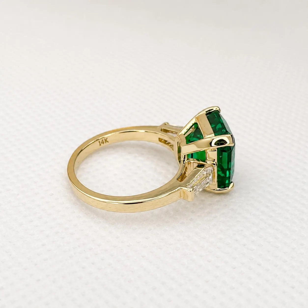 7.50 CTW Large Emerald Engagement Ring 14K Solid Gold , Emerald Cut Emerald Wedding Ring , May Birthstone Jewelry , Promise Ring ,  #8667
