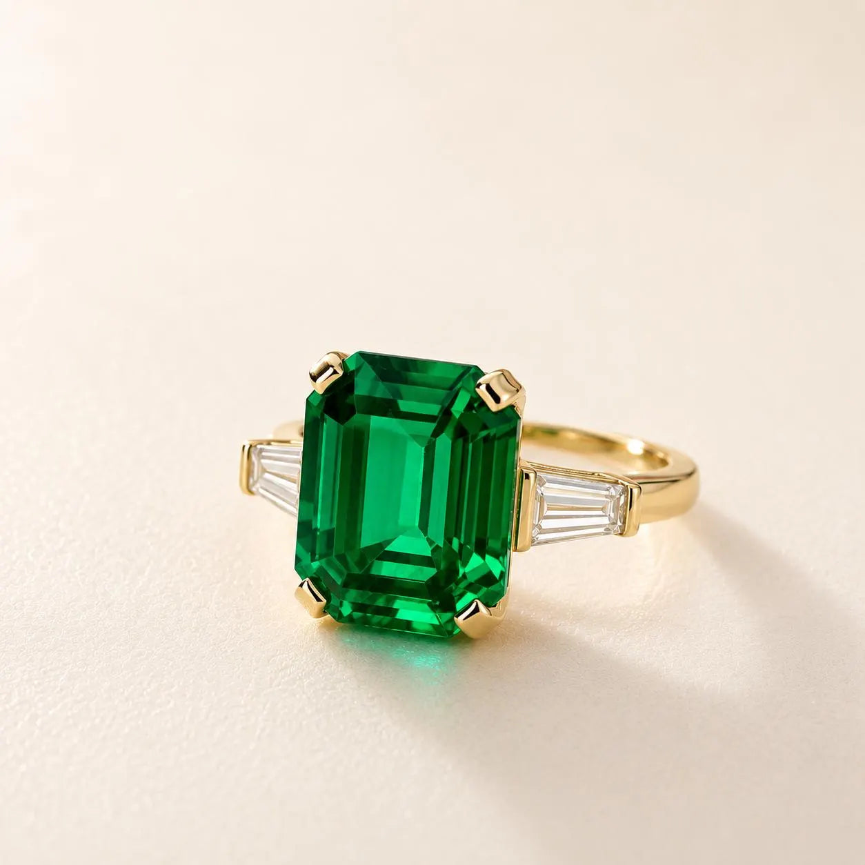 7.50 CTW Large Emerald Engagement Ring 14K Solid Gold , Emerald Cut Emerald Wedding Ring , May Birthstone Jewelry , Promise Ring ,  #8667