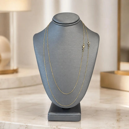 Solid 14K Gold Cable Chain 0.8mm-1.00mm Lobster Clasp , Delicate Dainty Layered Necklace Chain #8802