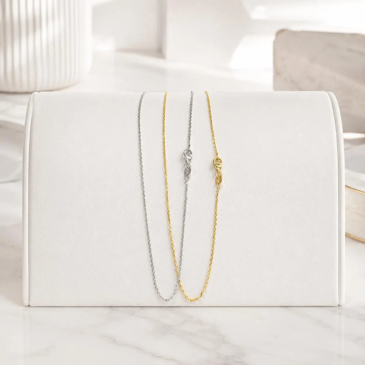Solid 14K Gold Cable Chain 0.8mm-1.00mm Lobster Clasp , Delicate Dainty Layered Necklace Chain #8802