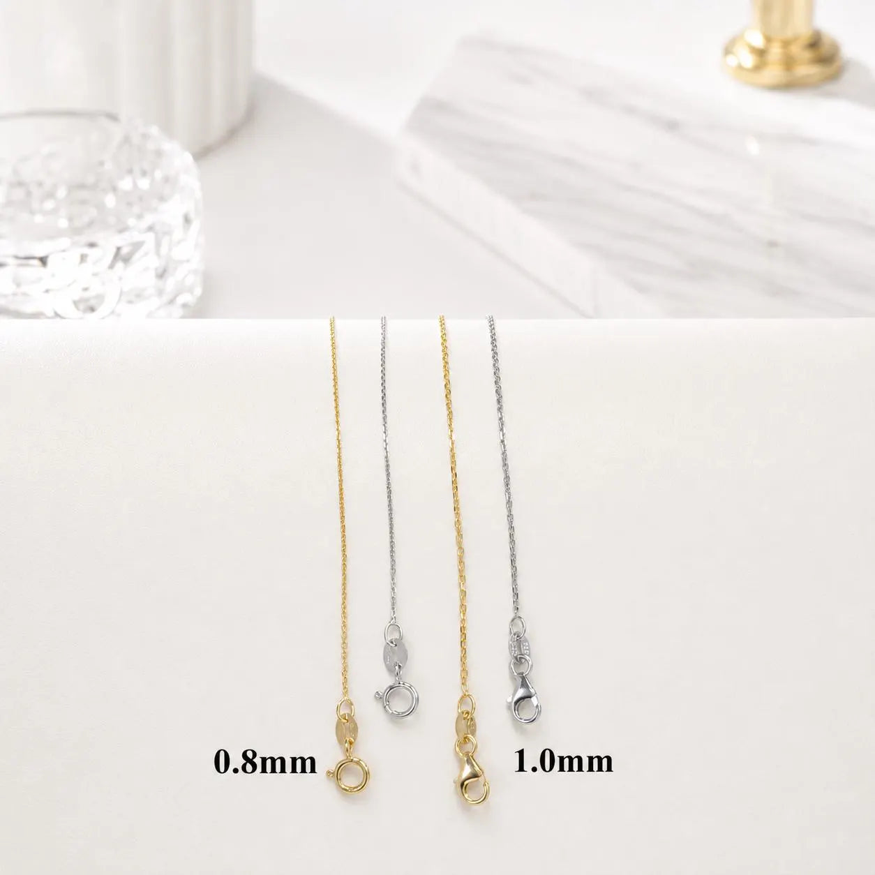 Solid 14K Gold Cable Chain 0.8mm-1.00mm Lobster Clasp , Delicate Dainty Layered Necklace Chain #8802