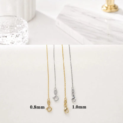 Solid 14K Gold Cable Chain 0.8mm-1.00mm Lobster Clasp , Delicate Dainty Layered Necklace Chain #8802
