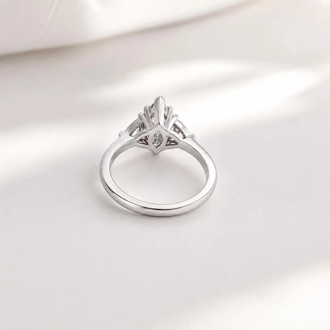 2.30 CTW Three Stone Marquise Cut Lab Grown Diamond Engagement Ring 14K Solid Gold, IGI Certified Diamond,   #9003