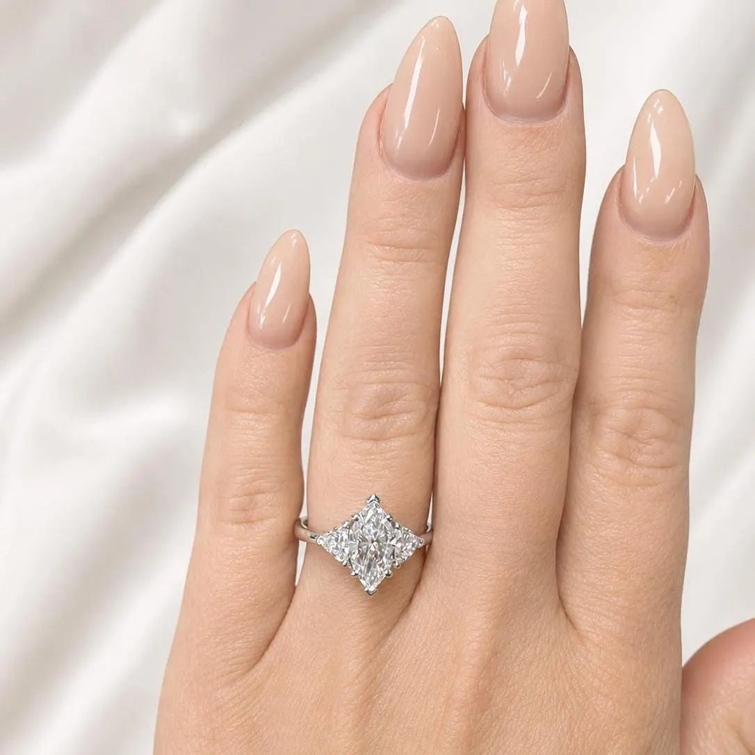 2.30 CTW Three Stone Marquise Cut Lab Grown Diamond Engagement Ring 14K Solid Gold, IGI Certified Diamond,   #9003