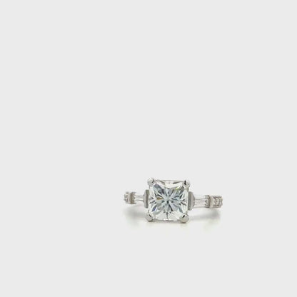 Radiant Cut Moissanite Engagement Ring White Gold Moissanite Engagement Ring For Women Unique Vintage Promise Wedding Anniversary Ring #7376