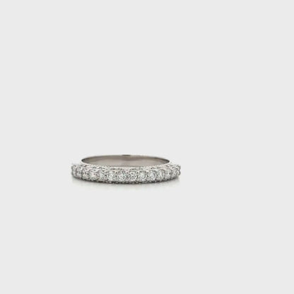 Lab Diamond Wedding Band , Unique Antique Style Lab Grown Diamond Stacking Band 14K Solid Gold , Half Eternity Cluster Diamond Ring #8833