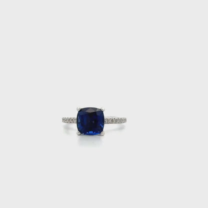 Blue Sapphire Ring 14k solid gold, Cushion Cut Blue sapphire Engagement Ring, September Birthstone Jewelry, Something Blue Bridal Ring