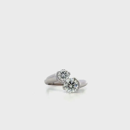 Round Moissanite 2 Stone Engagement Ring,  14k Gold Moissanite Mother's Ring, Forever Us Two Stone Moissanite Wedding Ring For Ladies #7144