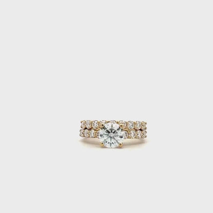 Round Cut Lab Grown Diamond Engagement Ring 14K Solid Gold , Lab Created Diamond Wedding Set For Women , IGI Certified Diamond Ring ,  #8459