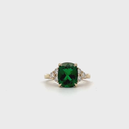 Emerald Engagement Ring, May Birthstone Ring, Elongated Cushion Cut Emerald Ring, Emerald Wedding Ring, Emerald Anniversary Ring,  #6650