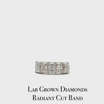 3.00 CTW Lab Grown Diamond Wedding Band 14K Solid Gold , 5 Stone Radiant Cut Lab Created Diamond Ring Diamond Anniversary Gift For Her #8365