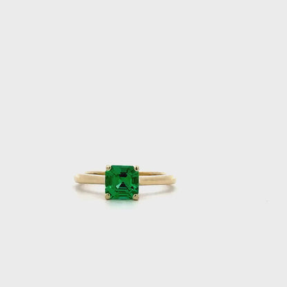 Asscher cut emerald engagement  ring,  emerald solitaire ring 14k yellow gold May birthstone minimalist dainty ring emerald green ring