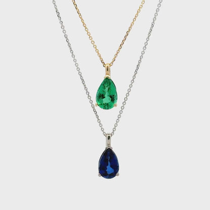Pear Shape Blue Sapphire Pendant Necklace 14k Yellow Gold, Teardrop Sapphire Necklace, September Birthstone Necklace, Pear Necklace, #8821