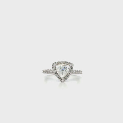 Moissanite Engagement Rings 14k Solid Gold Trillion Cut For Women, Vintage Bridal Promise Ring Solitaire Moissanite Halo Wedding Ring  #7177